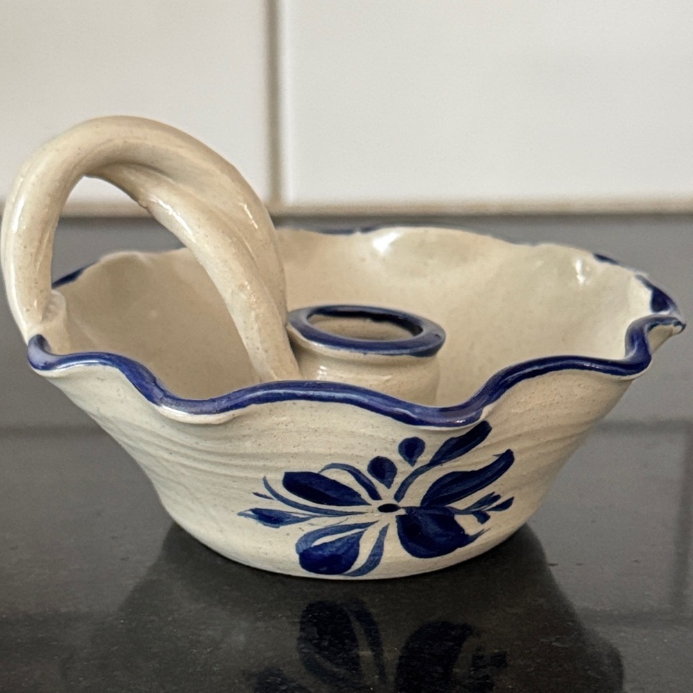 Vintage Williamsburg Pottery Stoneware Candle Holder